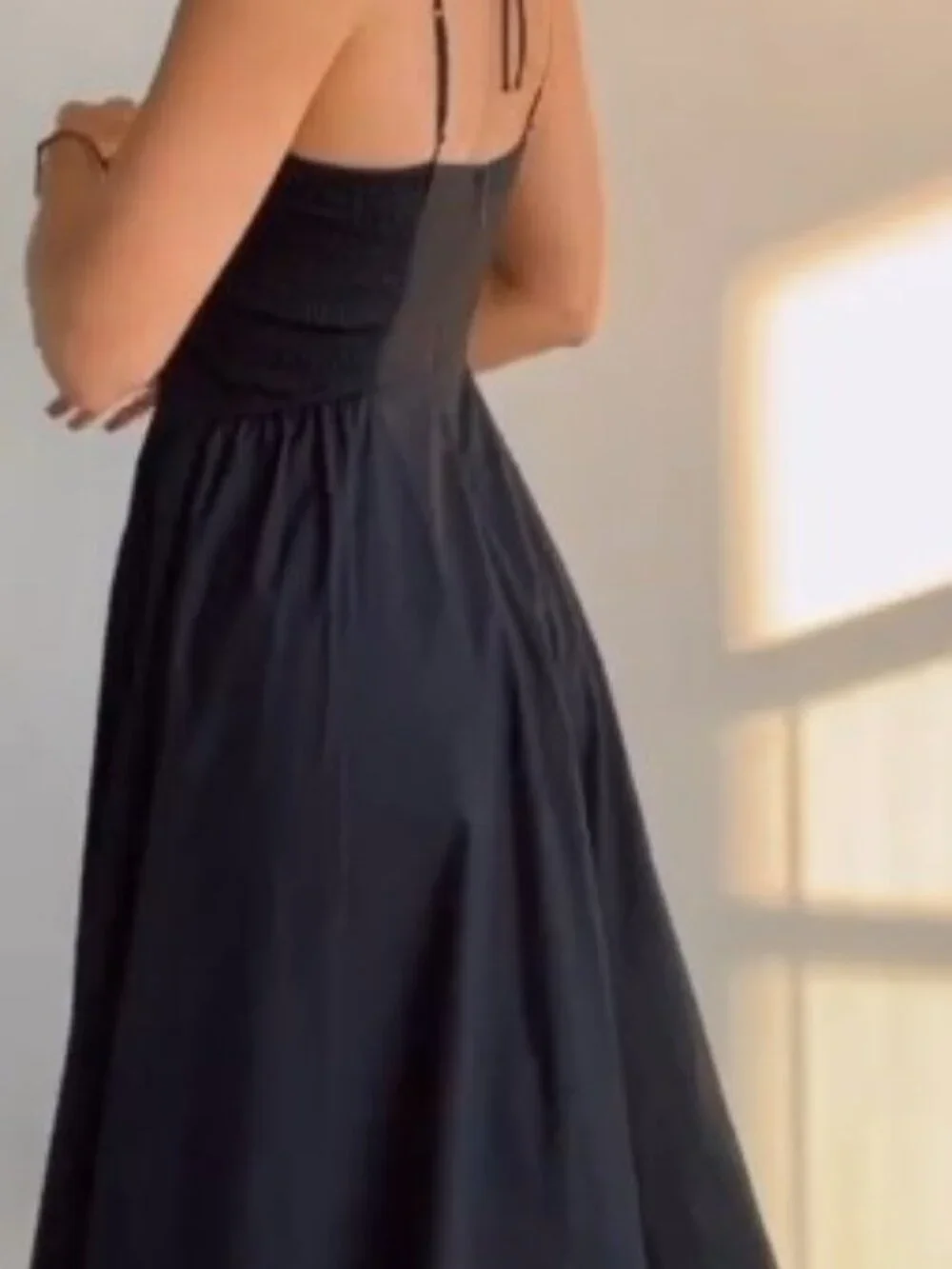 NWT ABERCROMBIE & FITCH Spaghetti Strap Black Dress